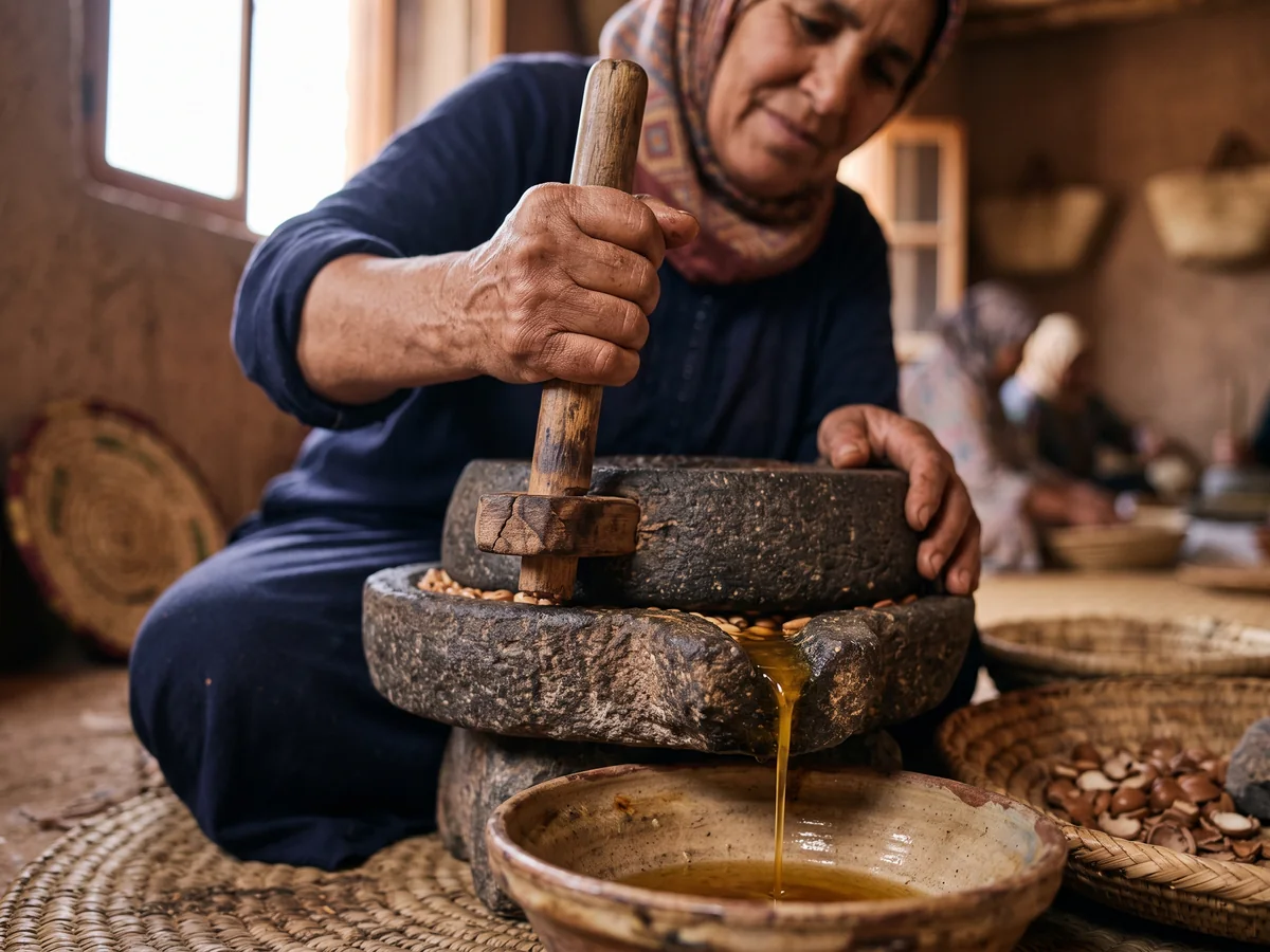 عصر الأركان بالطريقة التقليدية